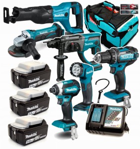 Makita DLX6068PT akumulatorowy zestaw Combo 18V DDF485 DTD152 DHR202 DGA452 DML815 DJR186 LXT400 3X 5AH +DC18RC