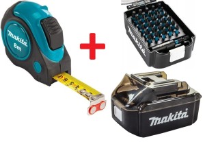 Makita Zestaw Miarka Zwijana 8m + Zestaw Bitów Udarowych Impact Black