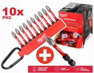 Milwaukee Bity udarowe końcówka Philips Shockwave PH2 50mm 10szt 4932430855