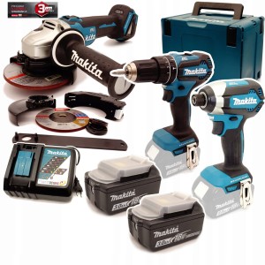 Zestaw Combo MAKITA DLX DGA504 DHP485 DTD153 + 2x3Ah 18V