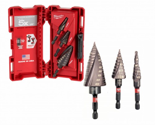 48899266 Milwaukee Zestaw wierteł stopniowych udarowych do metalu 1/4'' 3szt ...