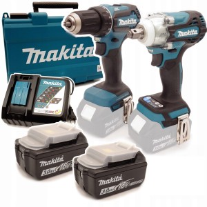 Zestaw COMBO wkrętarka + Klucz Udarowy Makita DHP485 DTW300 2x3ah 18V LXT
