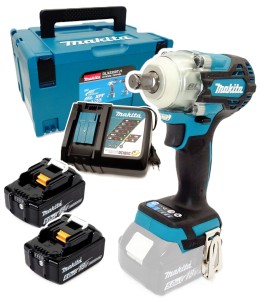 Makita DTW300RGJ Akumulatorowy Klucz udarowy 330nm 18V 1/2" Zestaw 2x6Ah