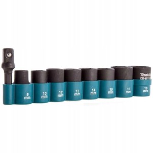 Makita E-16639 Akcesoria - 9-częściowy zestaw kluczy nasadowych 3/8" 8-18mm