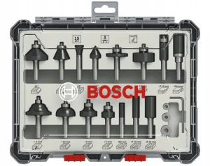 Bosch 2607017472 – zestaw frezów do drewna 15 szt. (trzpień 8 mm)