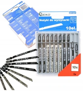 GEKO G01221 – zestaw brzeszczotów do wyrzynarki 10 szt. do drewna HCS, uchwyt T