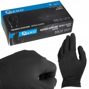 GEKO SOLID GRIP G75200-XL – rękawice nitrylowe czarne, rozmiar XL, 50 szt.