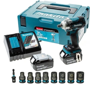 Makita DTW300RTJ Akumulatorowy Klucz udarowy 330nm 18V 1/2" Zestaw 2x5Ah + Nasadki E-16645