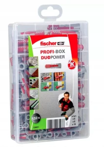 Fischer 538621 DUOPOWER PROFIBOX – zestaw kołków rozporowych 132 elementy (6×30 / 8×40 / 10×50)