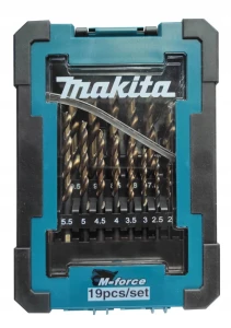 Makita D-67583 to zestaw 19 wierteł do metalu HSS z powłoką TiN. Trwałe, precyzyjne, idealne do stali i aluminium.
