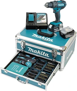 Makita DHP482RFX9 Wkrętarka udarowa LXT 18V 62Nm Zestaw 2x3Ah  Wiertła Bity