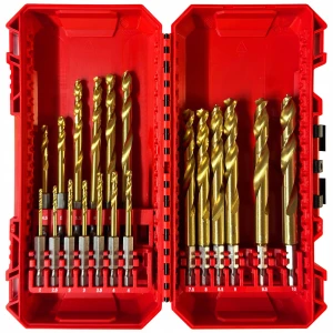 Milwaukee 4932499763 – Zestaw Wierteł do Metalu SHOCKWAVE™ HSS-G TiN RED HEX 19 szt.