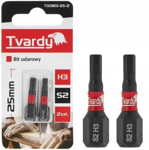 Tvardy T00183-25-2 – bity udarowe HEX H3 25 mm S2 2 szt. | Profesjonalne końcówki sześciokątne