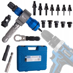 GEKO G01354 – nitownica na wkrętarkę 3w1 | Adapter do nitonakrętek i nitów