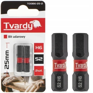 Tvardy T00186-25-2 – bity udarowe HEX H6 25 mm S2 | 2 sztuki