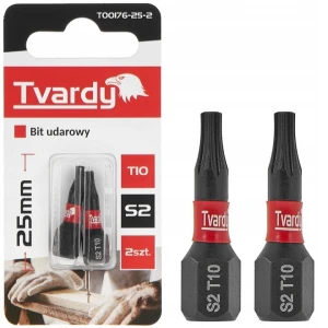 TVARDY T00176-25-2 – bity udarowe Torx T10 25 mm S2 2 szt. | Profesjonalne końcówki do zakrętarki