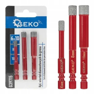 Geko G39715 Zestaw wierteł diamentowych do gresu i ceramiki 6–10 mm 3 szt. HEX
