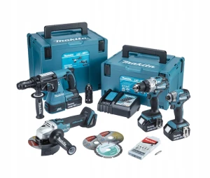Makita DLX4196JX1 Zestaw COMBO 18V LXT DHR243 DGA504 DTD173 DDF489 3x5,0Ah MAKPAC