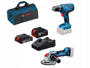 Bosch Professional 0615990M47 Zestaw 18V GSB 18V-55 + GWS 18V-8 + 2Ah + 5Ah + Torba