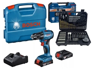 Bosch Professional GSR 185-LI Wiertarko-wkrętarka 18V Zestaw 2x2,0Ah + Akcesoria 2608594070