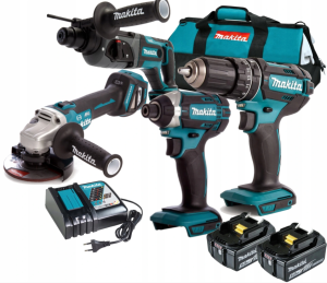 Profesjonalny zestaw COMBO Makita 18V LXT – 4 narzędzia: DHP485 + DGA513 + DHR202 + DTD152 2x5Ah Li-Ion