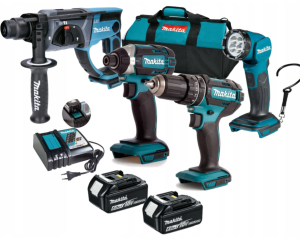 Profesjonalny zestaw COMBO Makita 18V LXT – 4 narzędzia: DHR202 + DHP485 + DTD152 + DML815 2x6Ah Li-Ion