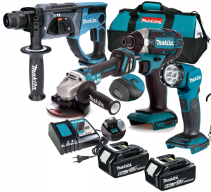 Profesjonalny zestaw COMBO Makita 18V LXT – 4 narzędzia: DGA513 + DHR202 + DTD152 + DML815 2x6Ah Li-Ion